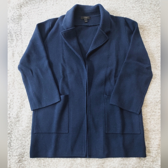 J. Crew Jackets & Blazers - Women's Navy Blue Open Front Jacket JCrew Thick Cardigan Size Small 100% Merino